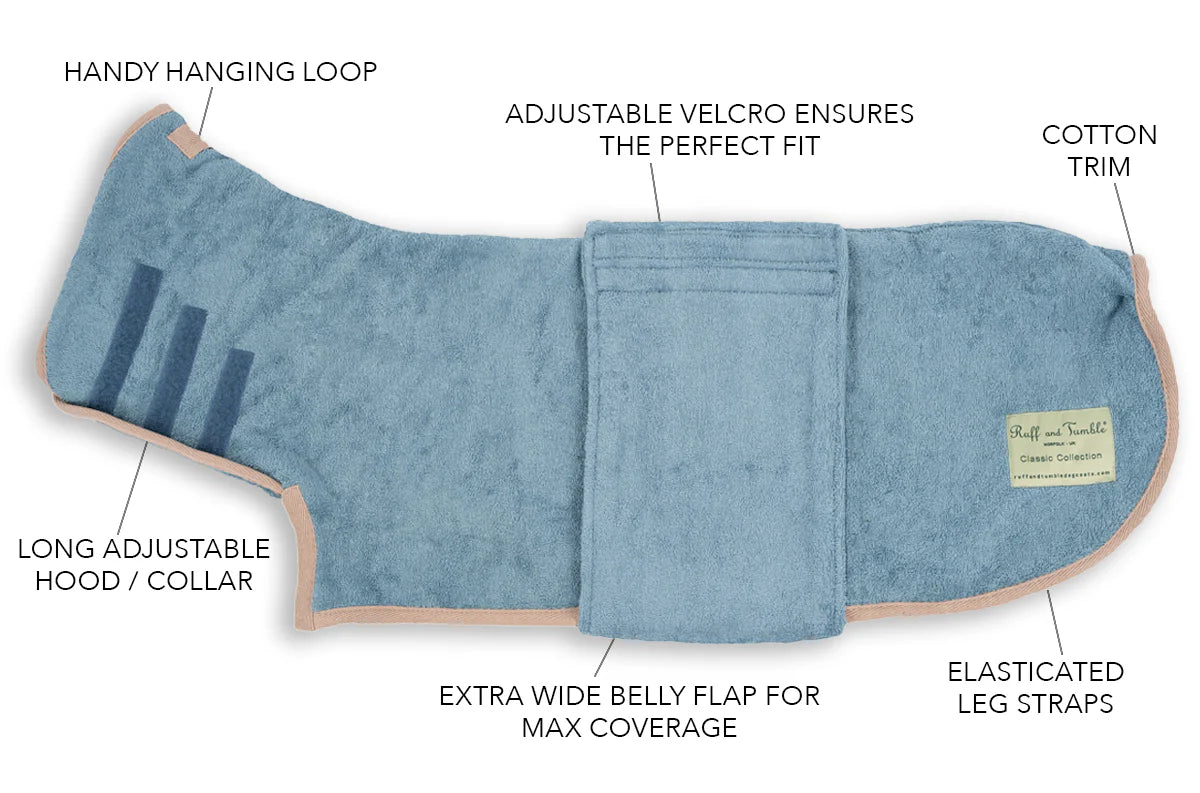 Dog drying coat Sandringham Blue
