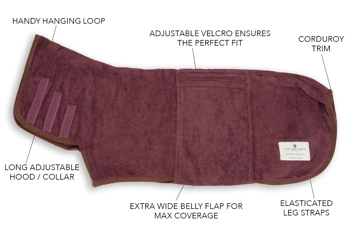 Dog drying coat Burgundy