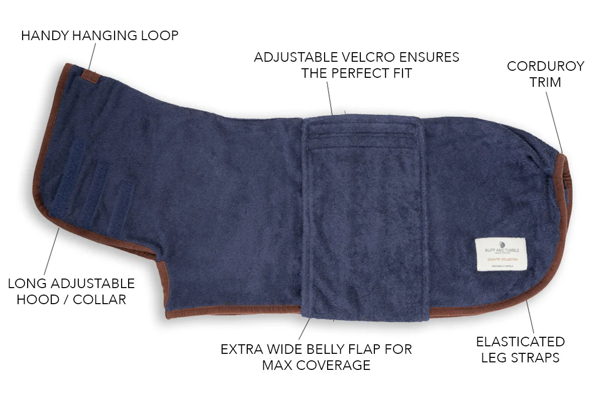 Dog drying coat French Navy